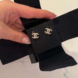 Authentic Chanel CC earrings - worn and missing a few diamonds - price reflects